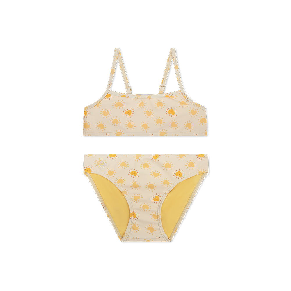 Bikini with sun pattern on a white background