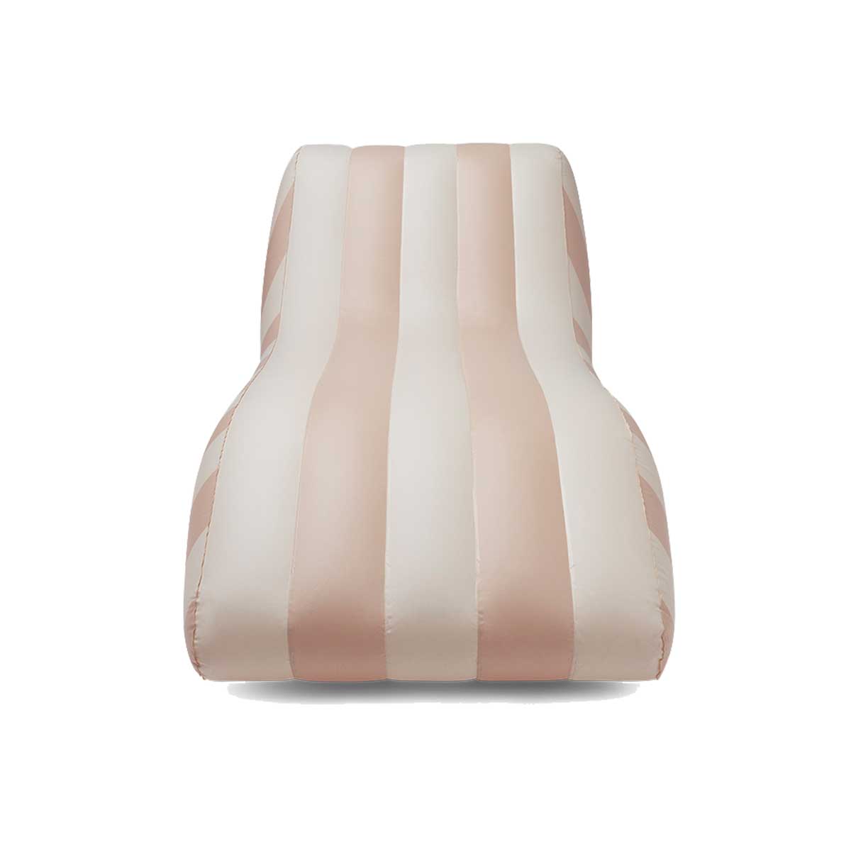 The front of a lounge float with beige stripes. It is shown against a white background.