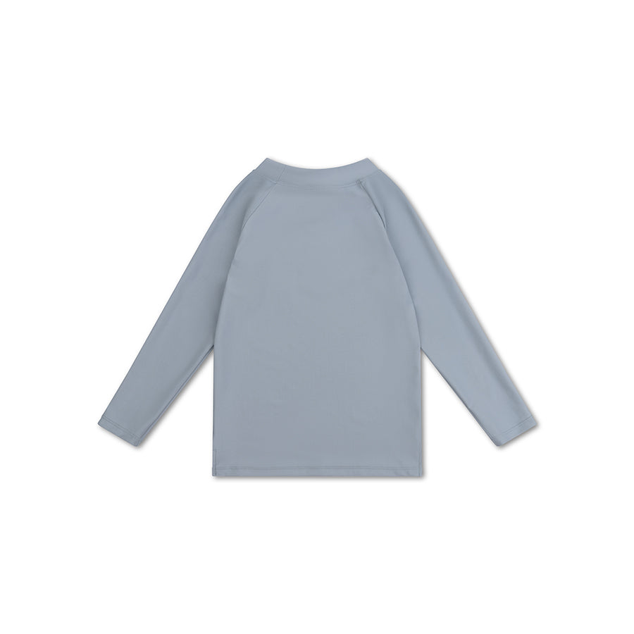 Light green long-sleeve children swim shirt on a white background 