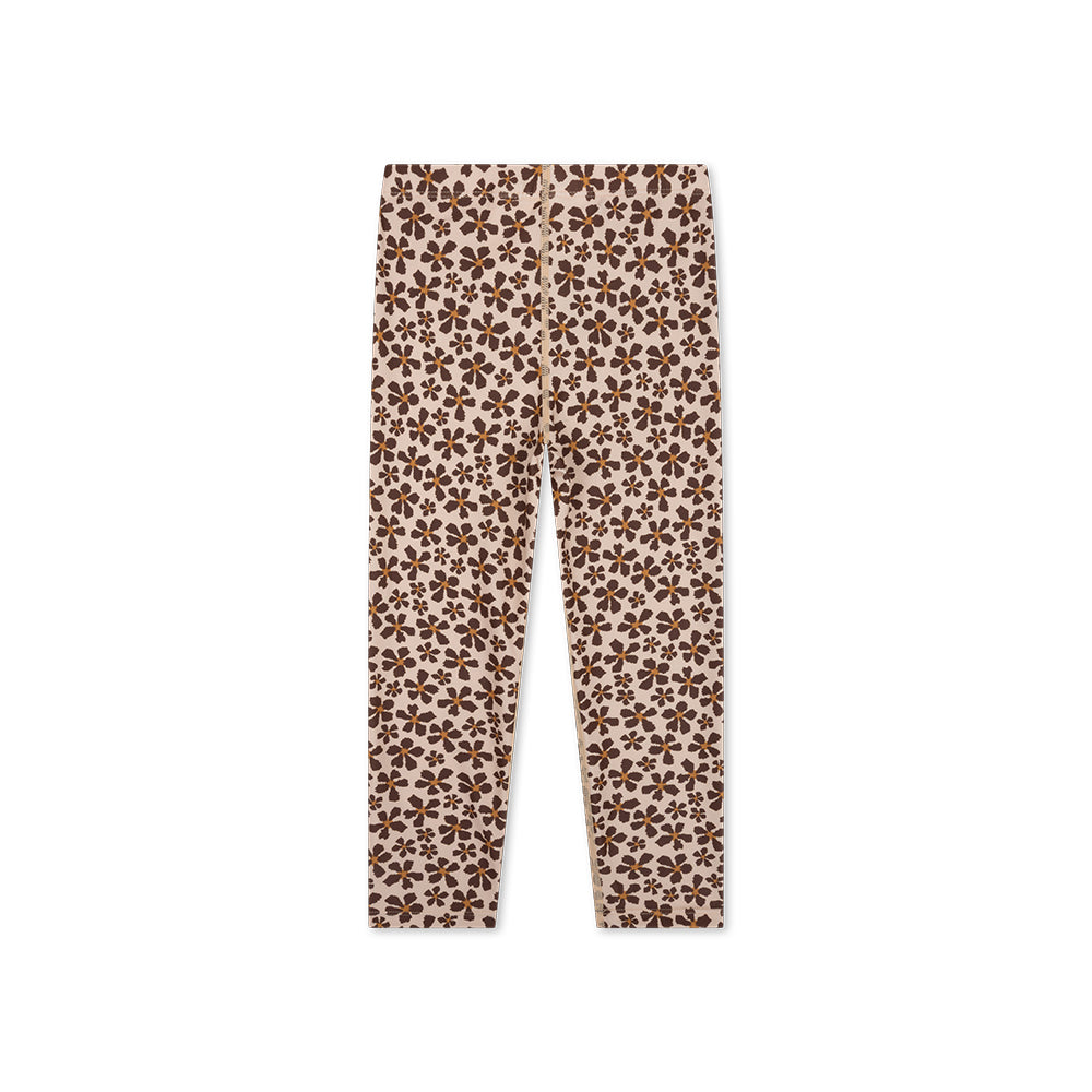 Leggings with brown floral pattern on a white background