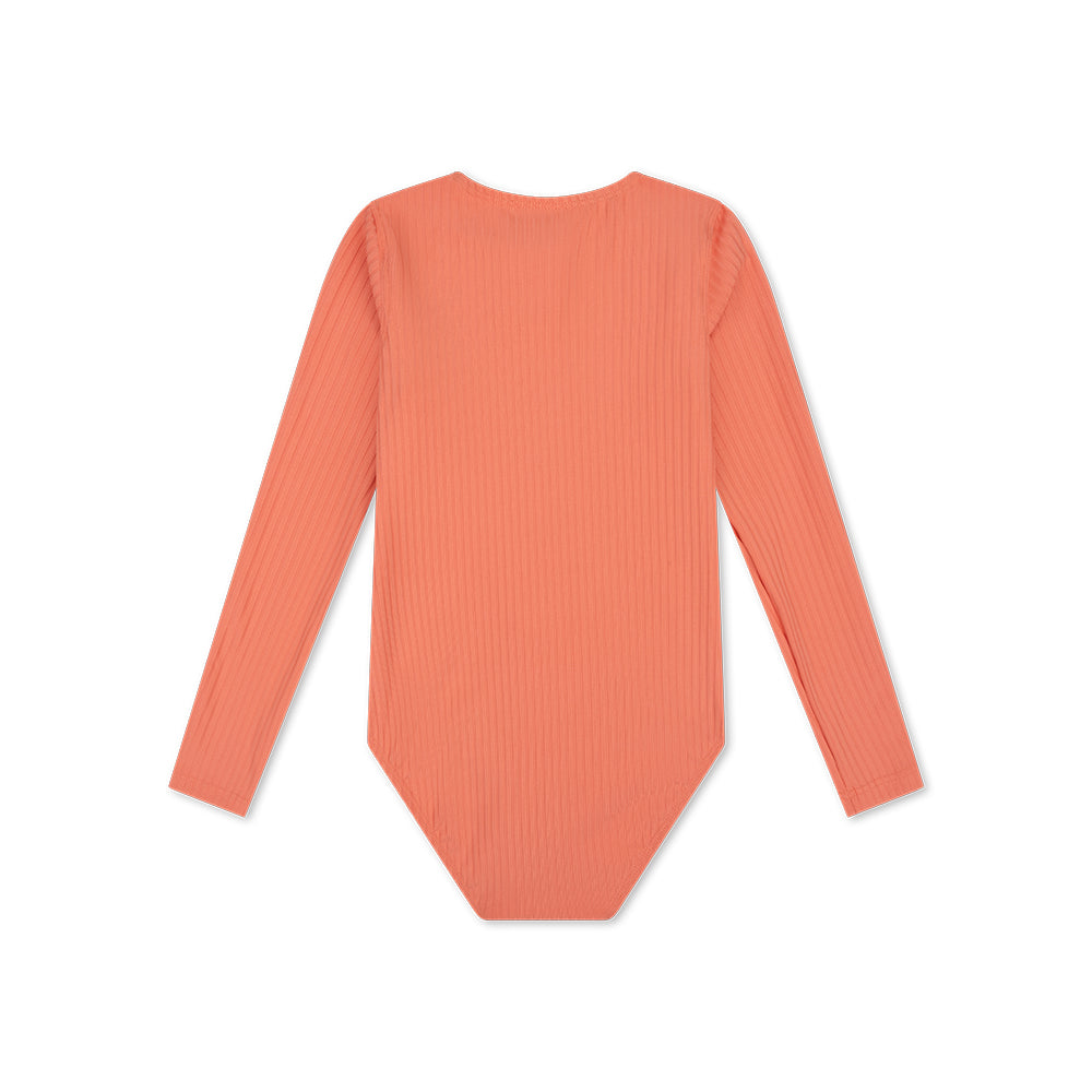 The back of the pink pink-bay-long-sleeve swimsuit on a white background